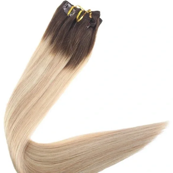 ✨ 20” FULL HEAD 120G #3/ #24/27 Human Hair Clipins